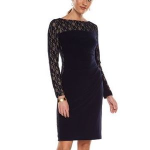 CHAPS Navy Blue Lace Cocktail Dress